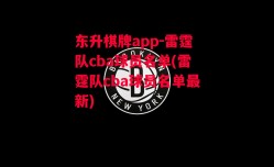 东升棋牌app-雷霆队cba球员名单(雷霆队cba球员名单最新)